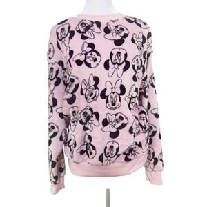 Disney‎ Minnie Mouse Pink Fuzzy Pullover Sweatshirt Womens Size L